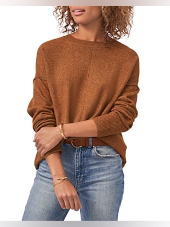 Vince Camuto Sweaters - Vince Camuto Brown Marl Knit Center Seam Sweater Drop Shoulder Oversized Size XS